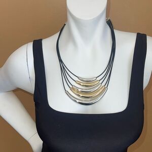Lia Sophia Silver & Gold Tone Kiam Family Multi Strand Cord Necklace
